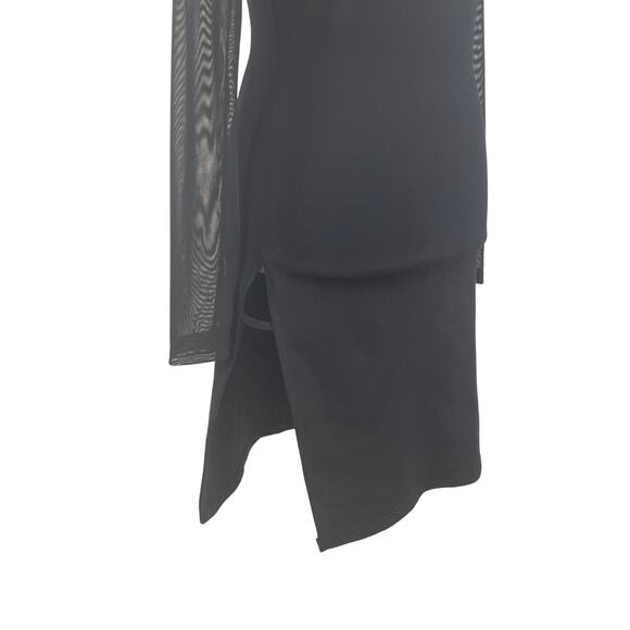 Revolve Superdown Nia Black Bodycon Dress Sheer Sleeves Size Medium - Picture 7 of 13